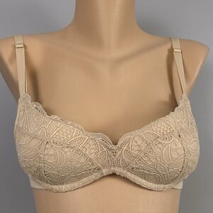Lively Bra Lace No-Wire Push-Up Size 32A Beige Lined J-Hook Wirefree WL0220